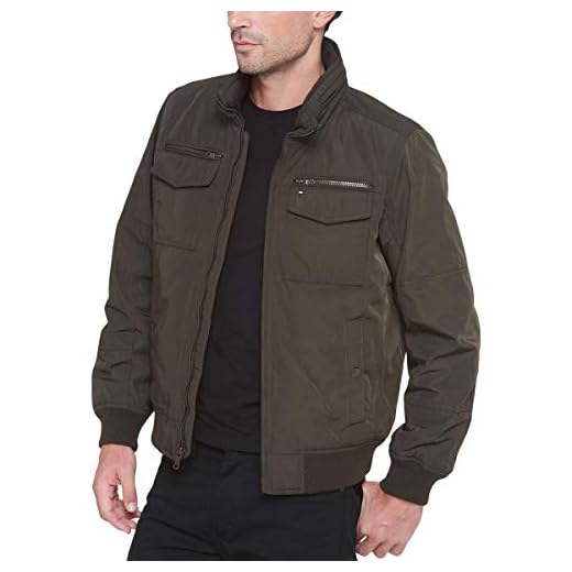 Tommy Hilfiger Men's Poly-Twill Performance Bomber Jacket, Green, Medium