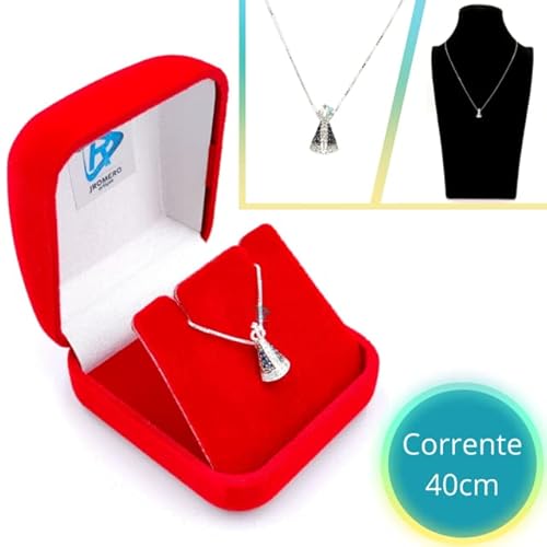 COLAR FEMININO COM PINGENTE NOSSA SENHORA ZIRCÔNIAS - PRATA925 - JROMERO ARTIGOS CORRENTE: 40CM