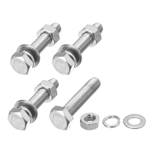 Image of METALLIXITY Hex Head Screws Bolts, Nuts, Flat & Lock Washers Kits (M8-1.25x40mm) 4 Set, Stainless Steel Fully Threaded Machine Screws Bolt Set - for Home Appliance Equipment