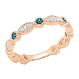 DazzlingRock Collection Women's 0.40 quilates (Ctw) 14 K Oro Rosa Redondo Azul y Blanco Diamante Stackable Wedding Band (Talla 4)