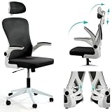 Sesto Senso Silla de Oficina Negro Ergonómica con Soporte Lumbar y Reposabrazos Plegables Silla Ejecutiva con Reposacabezas Regulable Black