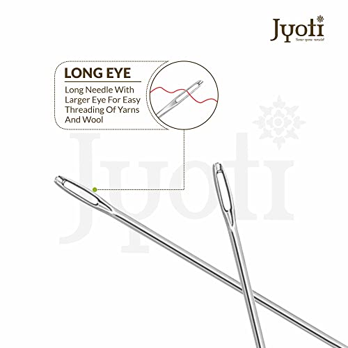 Image of Jyoti Darner Hand Sewing Needles, Long Length, Long & Sharp with Elongated Eyes, Cloth Stitching Thread Steel Needles, Used for Darning or Mending with Yarn or Wool, 42308 (Size - 10) - 1000 Pcs