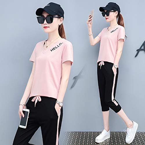 Amazon ジャージ レディース 上下 セット おしゃれ セットアップ 夏 40代 きれいめ Tシャツ 半袖 Vネック 七分丈パンツ 運動服 大きいサイズ 部屋着 韓国風 着痩せ オールインワン 通販