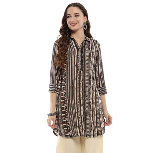 Image of BIBA Women Rayon Blend Regular Printed Straight Kurti