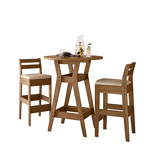 Conjunto Mesa Bistro com 2 Banquetas Cedro Gold 51C