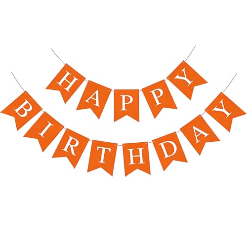Image of ZHENGYE Happy Birthday Banner Sign Decoration for Kids Women Man Birthday Party Decoration Supplies(Orange)