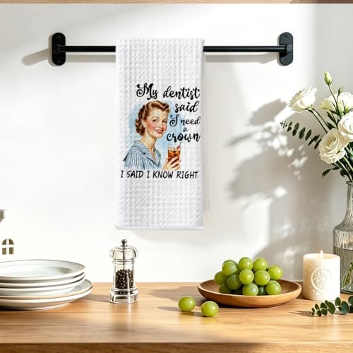 Image of Hanamiya Na Funny Kitchen Towels, Hostess Gifts for Women, Reusable Tea Towels for Kitchen Home Farmhouse Decor, Funny Waffle Weave Dish Drying Towel, Ladies Gifts for Women Friend Mom, 24x14 Inch