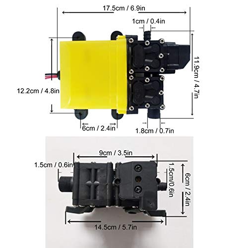 Kuuleyn Pressure Washer Pump, 12V 120W 8L Diaphragm High-Pressure Pump with Copper Connector Automatic Water Injection Pump for Garden Sprinklers, Lawns - Image 4