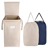 MCleanPin 210L Laundry Hamper with Lid and 2 Removable Liners, Collapsible Dirty Clothes Hamper for laundry and 2 Handles, Foldable Laundry Basket for Baby Nursery Hamper Dorm Room College, Beige