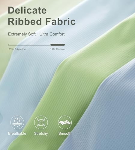 Image of SHARICCA Seamless High Waisted Underwear for Women Cheeky Underwear Wave Edge No Show Bikini Panties Ribbed Panties Pack