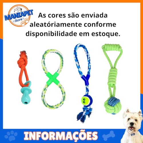 4 Brinquedo Pet Corda Mordedor Resistente Interativo Cachorro Forte