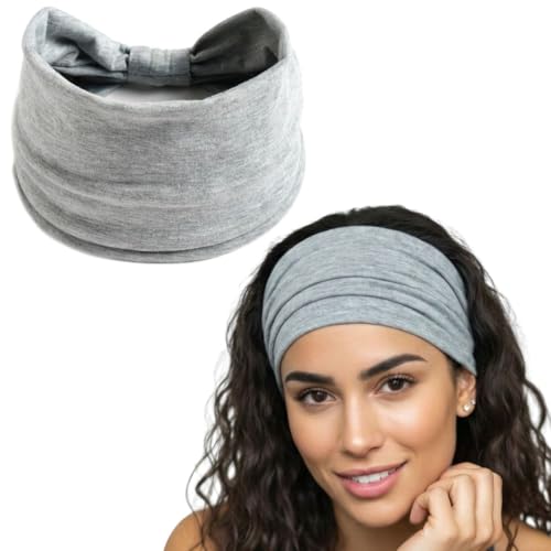 XFYT All Day Workout Gym Soft Hairbands for Men and Women | Wide Premium Absorbent Trendy Wide Premium Stretchable Sports Headband (Light Grey)