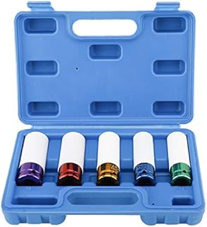 FreeTec Impact Power Socket 5pcs Impact Socket Set 1/2-Inch Drive Metric Extra Thin Wall Deep Wheel Protector