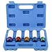 Produktbild FreeTec 5tlg Kraft Schoneinsatz Set, 1/2" Alufelgen Schonnüsse Set, 15 17 19 21 22mm Steckschlüsselsatz Radmuttern, Schlagschrauber Reifenwechsel, Radwechsel Nuss Radschrauben Nüsse Set, 78mm Länge