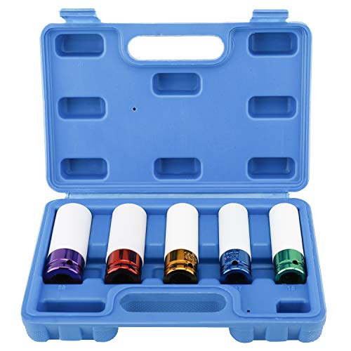 FreeTec 5-tlg Schoneinsatz Stecknüsse Schlagschrauber Nusssätze 15/17/19/21/22mm Werkzeug