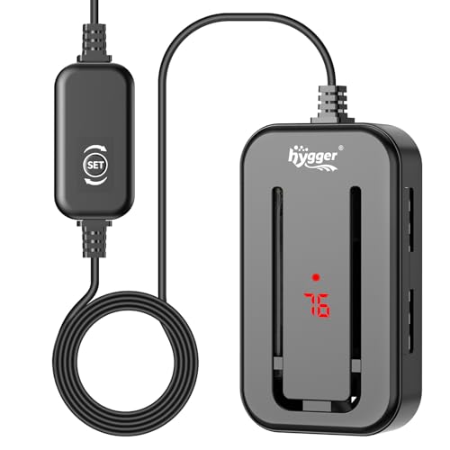 hygger 25-35 Gallon Short Fish Tank Heater, 150W 200W 250W Adjustable Submersible Aquarium Heater with Digital Display Controller, Run Dry & Overheating Protection