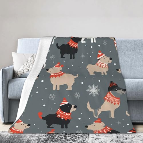 Anabprma Black-314 Flanell-Fleecedecke mit Hundedesign