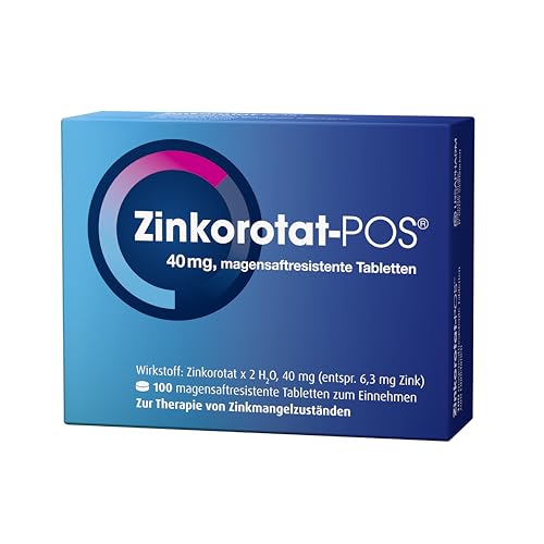 Zinkorotat-POS 40 mg 100 Stück - magensaftresistente Tabletten zur Behandlung von Zinkmangelzuständen, die ernährungsmäßig nicht behoben werden können - für Erwachsene, Schwangere & Kinder ab 4 Jahren