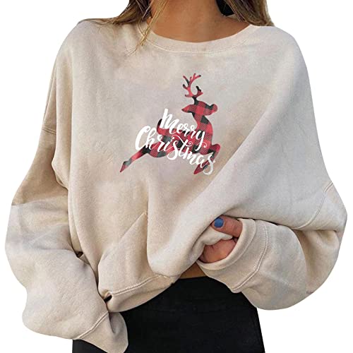 Sweat Noël femme fini les pulls qui grattent avec ce modèle doux col rond beige