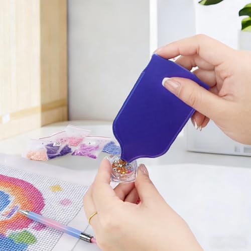 Image of AiYuanzsh Diamond Painting Tray with Lid, Spill-Resistant Diamond Art Tray for Beads, Tabletop Organizer Tool with Pour Spout, Diamond Painting Accessories for Adults (Violet)
