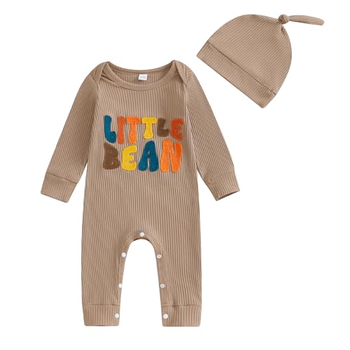 Image of MERSARIPHY Neutral Baby Clothes Newborn Boy Girl Romper Little Bean Ribbed Knit Jumpsuit 0 3 6 9 12 Months Fall Winter Outfit