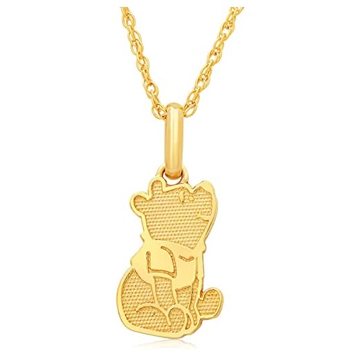 Disney Jewelry for Women, Classics Winnie the Pooh 14k Gold Pendant Necklace - Sitting Pooh Bear, 18”