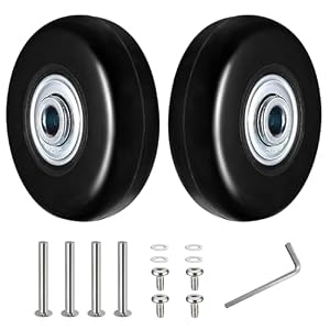 2 Pcs Suitcase Wheels Replacement, 50x18mm Luggage Wheels Replacement Wheel, Rubber Suitcase Luggage Swivel Caster Wheel arts Repair Kit, with 4 Axles, 4 Hex Screws, 4 Spacers, 1 Hex Wrench