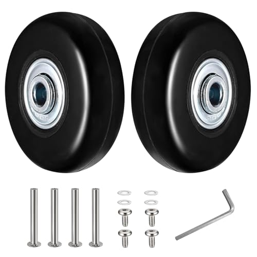 2 PcsRuedas de Maletas de Reemplazo, 50x18 mm Repuesto de Ruedas para Maletas de Viaje, Ruedas de Equipaje Repuesto Rueda Maleta de Goma para Carritos de Equipaje Trolley Reparacion + Accessoires