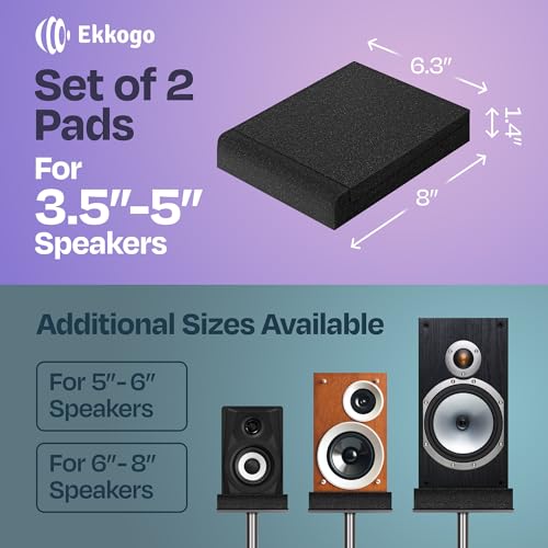 Ekkogo Par de Almofadas de Isolamento para Monitores de Estúdio Espuma Acústica Premium Ideal para A