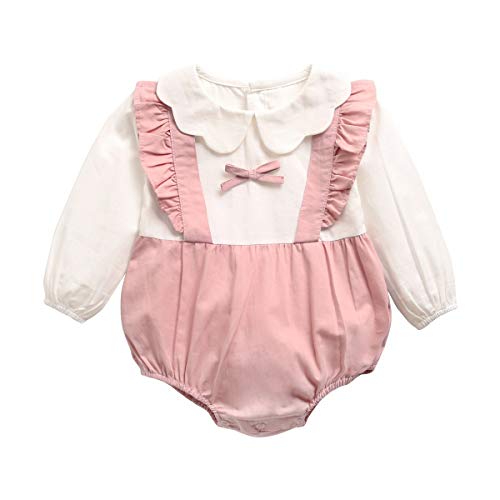 Sanlutoz Coton Manche Longue Bébé Filles Bodys Mignonne L'automne Mode Bambin Tenues (18-24 Mois, Rose) Cover