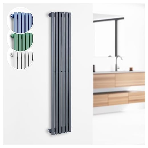 Besoa Delgado radiador de 120 x 25 - radiador de Tubos, 6 Tubos, 2 en 1: Conector Central o Lateral/Conectores de 1/2", instalación en la Pared, 508 W / 70 °C / 10,1 Bar, Delgado, 4-10 m², Gris