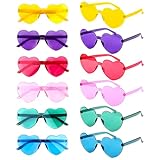 Einzigartiges Design: Herzform Design lässt Sie einzigartiger aussehen. Party Brille mit Herzform und rahmenlosem Design, Packung mit 6 verschiedenen Farben Sonnenbrille Set: Rosa, Rose, Lila, Grün, Gelb und Blau. Diese partybrillen passt perfekt zu Ihren stilvollen Outfits und zeigt Ihre Persönlichkeit.
