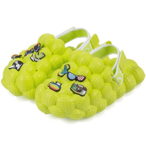 Bubble Slides for Kids,Golf Ball Slides Girls Sandals,Toddler Diy Unicorn Rainbow Charms Massage Slippers Adjustable Elastic Band Kids Sandals for Indoor Outdoor Non-Slip Thick Sole Shower Shoes