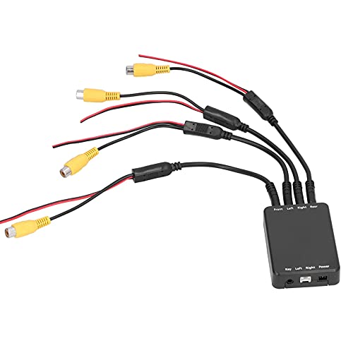 Car Video Switch, 4 Way 360 Degree Panoramic Rearview Camera Control Switch Reversing Image Converter Rear View System for Car