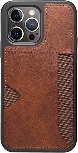 Étui portefeuille iPhone 13 Pro cuir véritable protège écran et cartes marron