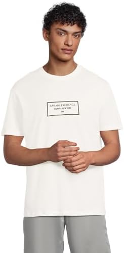 Armani Exchange Men's Urban Heights, Sustainable, Embroidered Logo Lettering,Regular Fit,White,M