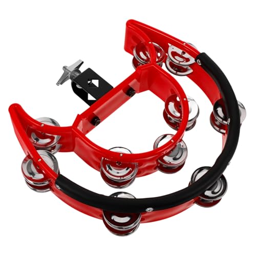 Abaodam Beginner -hat Tambourine Double Row Mountable Drum Instrument for Percussion Bell Accompaniment Lightweight Robust with Sound for Musicians