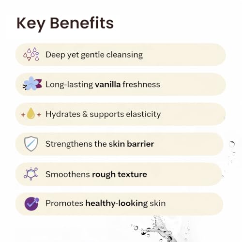 Image of WildOak Vanilla Body Wash | 300ml | Brightening, Hydrating & Gentle Exfoliating with Hyaluronic Acid, Collagen Peptides & Ceramides | Cleanser with Mandelic Acid & Probiotics for Soft, Smooth & Radiant Skin
