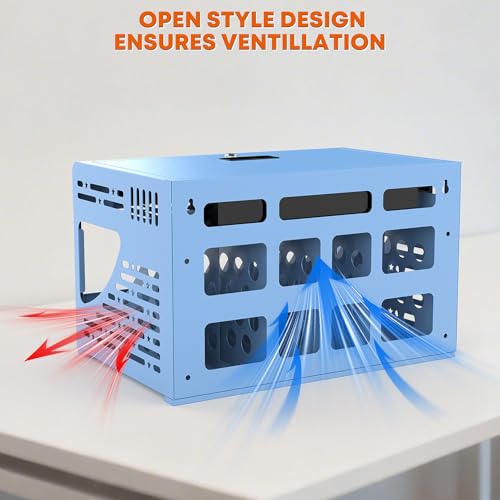 Image of 16-Device Laptop Charging Station for 13 inch Chromebook and iPad, Wall-Mount /Desktop Charging Cabinet Lock Box with Cable Management, 2 Locks, Ideal for Classrooms, Offices & Hospitals (Blue)