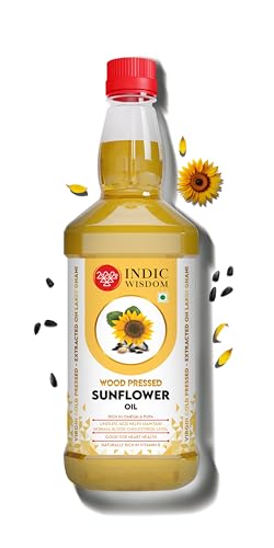 Image of IndicWisdom Wood Pressed Sunflower Oil 1 liter (Cold Pressed Sunflower Oil - Extracted on Wooden Churner)