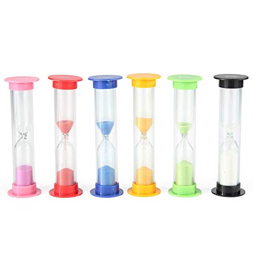 NLLeZ 6 stücke Kinder Kinder Sanduhr Sanduhr Sanduhr Sand 6 Teile/Satz Kunststoff Sanduhrzähne Zähne Bürsten Sandglas Timer Kinder Zeit Spielzeug Cover