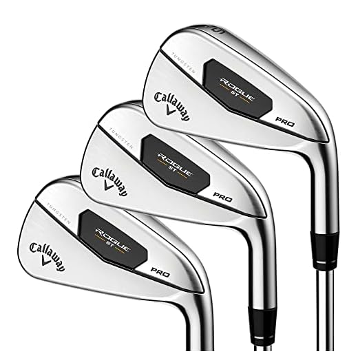 Callaway Golf Irons Specs & Reviews | Golf Accessories, Golf Clubs Callaway Golf Rogue ST Pro Iron Set (Right Hand, Steel Shaft, Stiff Flex, 4 Iron - PW, Set of 7 Clubs)