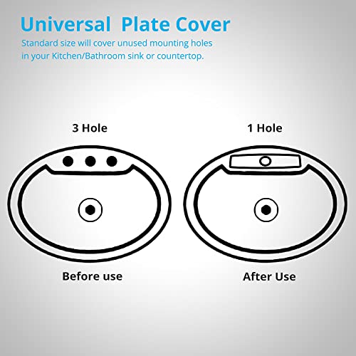 Wovier 10" Chrome Rectangle Faucet Plate Escutcheon,Suitable For Bathroom Or Kitchen Sink, 3-To-1 Hole Cover Deck #TOP1