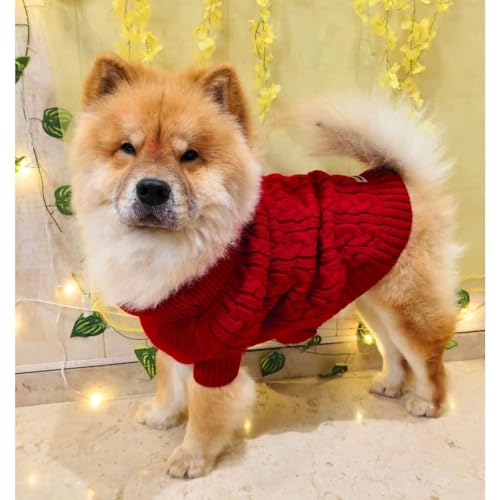 Image of Lulala Dog Sweater for Winter | Warm Knitted Woolen Sweater for Small & Medium Dogs | Cozy Cable Knit Pullover for Pets | Soft & Stretchable Winter Dog Clothes