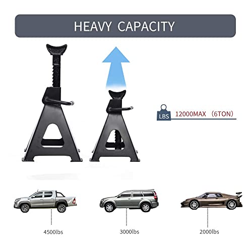 Apextreme Steel Jack Stands 6 Ton Capacity,1 Pair Self-Locking Design Jack Stands… #TOP2