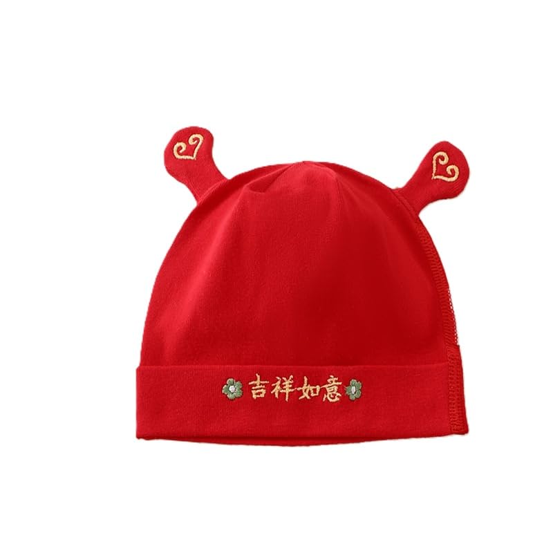 Red Warm Winter Baby Hat for Chinese New Year, Birthday, Christmas, Newborn Chinese Baby Blessing Hat Fu