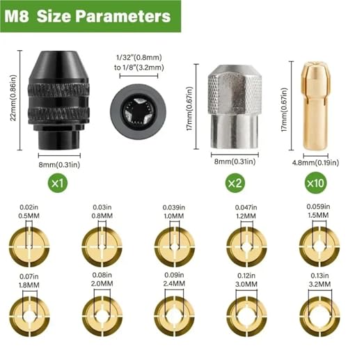 Adaptador de 1/32" a 1/8" con portabrocas 4486 para solucionar holguras en vástago 4