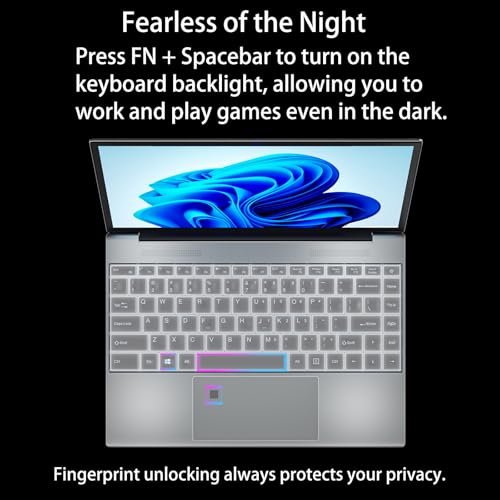 Image of 13.5-inch portable touchscreen laptop computer,16GB RAM,512GB SSD,3K (3000x2000) IPS,Celeron N95 processor up to 3.4 GHz,10000mAh battery,backlit keyboard,fingerprint unlocking,Windows 11,slim laptops