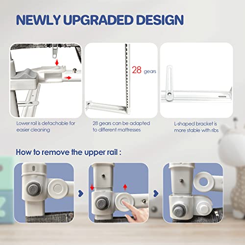 Ikare Bed Rail For Toddlers, New Upgraded Infants Safety Bed Guardrail With 28 Gears Adjustable Heights, Baby Bed Rail Guard For Full-Size Queen & King Mattress, One Side 78.7" X 30" #TOP5