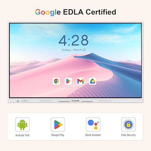 Image of Interactive Smart Board for Classroom, 75 inch 8+128 GB Electronic Digital Whiteboard Built-in Google EDLA-Certified Android 14 OS - 4K Touchscreen Smartboard for Home Office School Studio Display